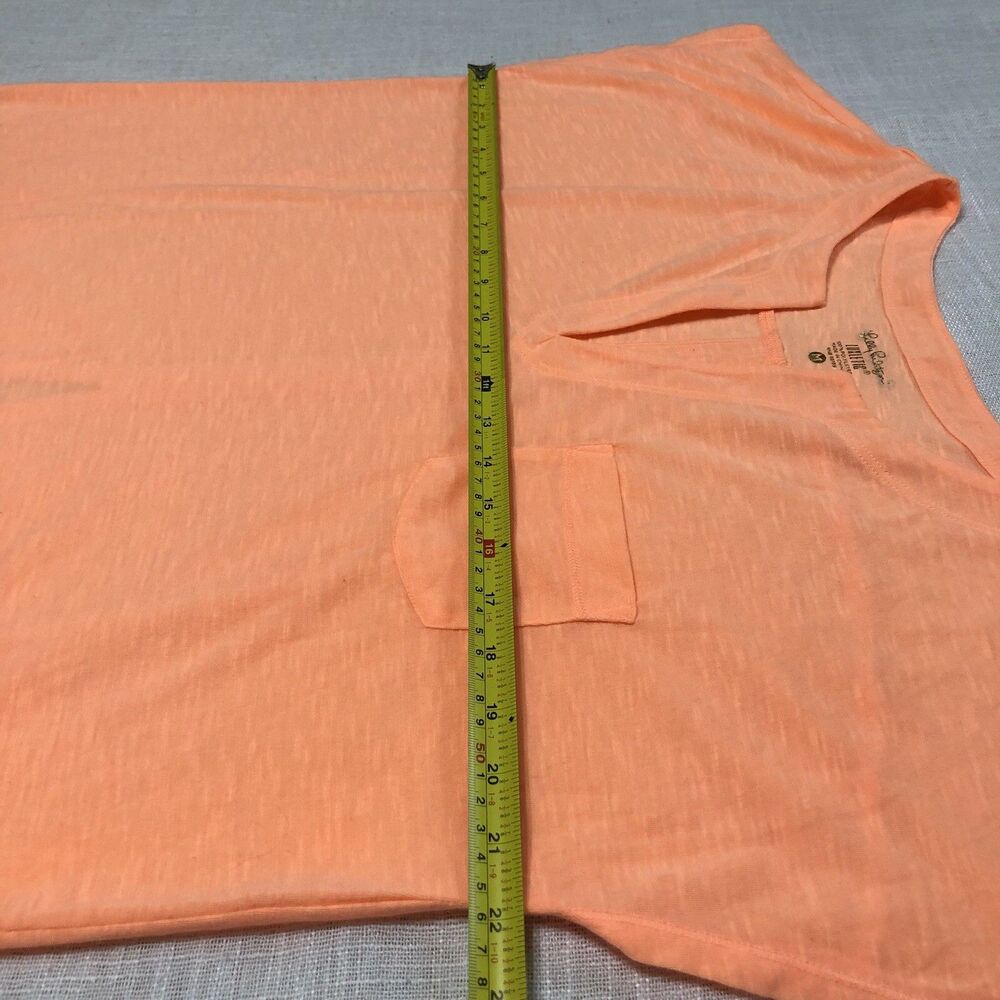 Lilly Pulitzer V-Neck Top Large Orange Pocket Tee Split Back Athletic Casual - Picture 9 of 10